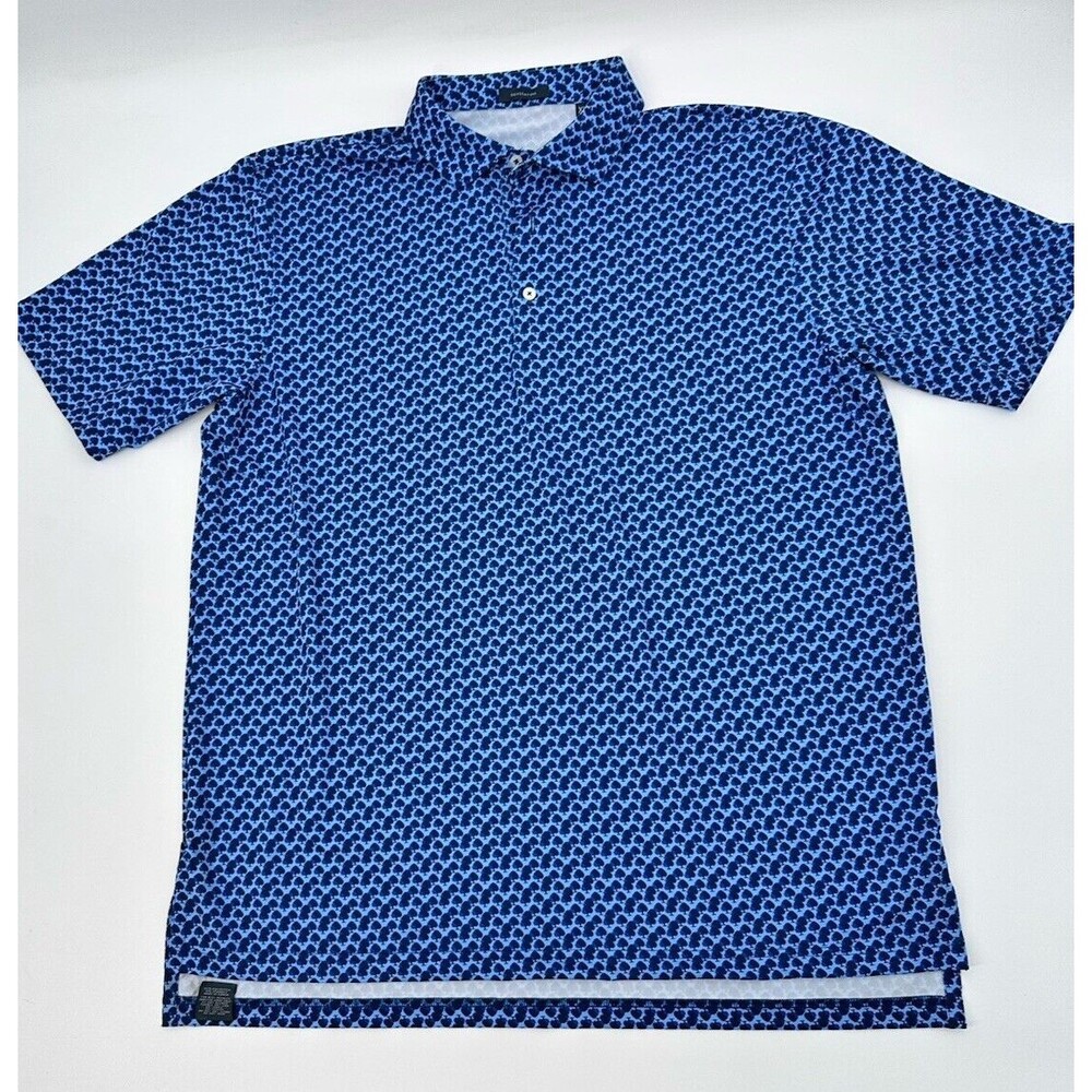 Turtleson golf poloMens XLarge Performance Golf Blue All-Over print Trees